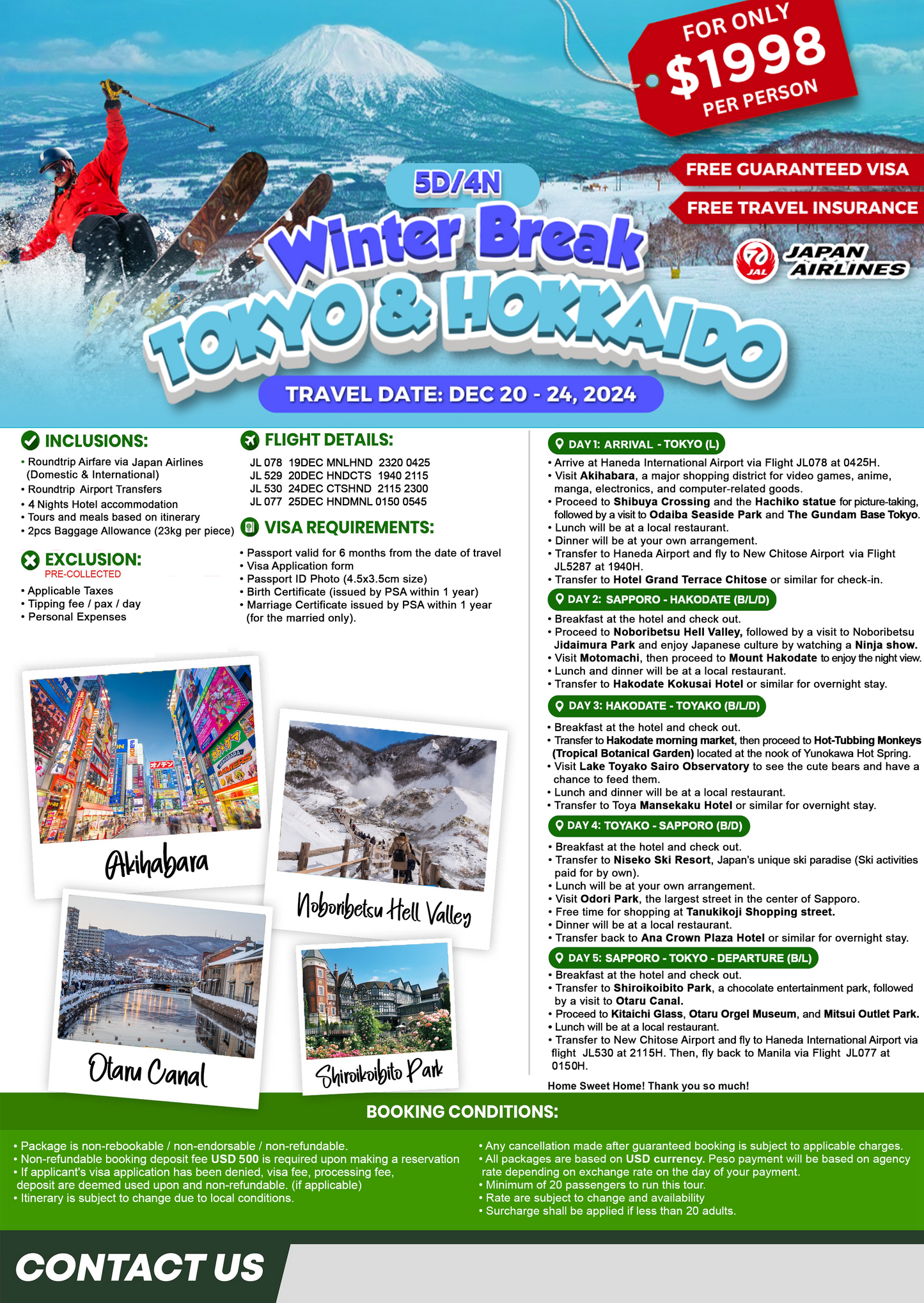 5-DAY WINTER BREAK JAPAN (Tokyo & Hokkaido)