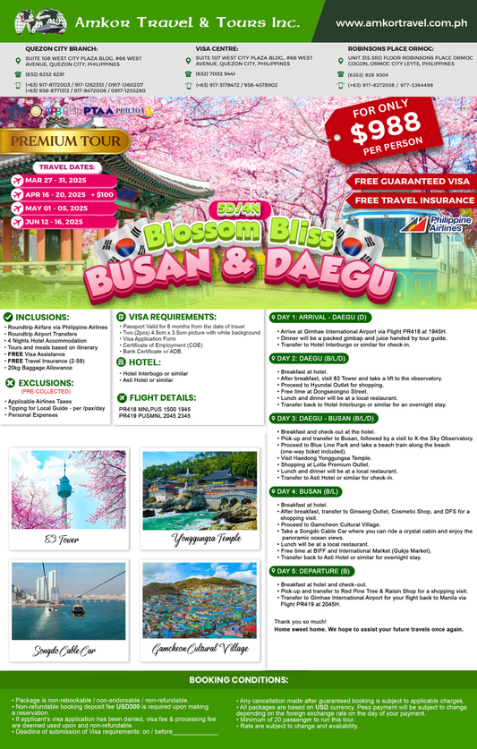 5-DAY BLOSSOM BLISS KOREA (BUSAN & DAEGU)