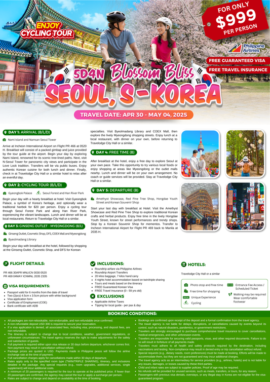 5-DAY BLOSSOM BLISS SEOUL, SOUTH KOREA WITH CYCLING TOUR