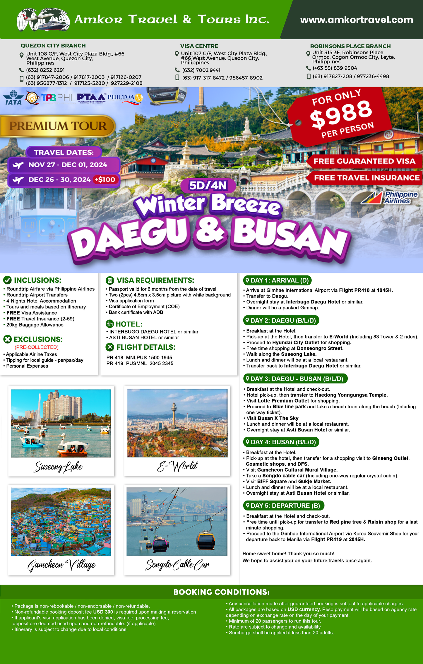 5-DAY WINTER BREEZE KOREA (Busan & Daegu)