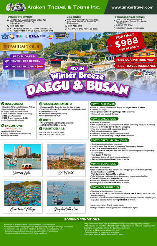 5-DAY WINTER BREEZE KOREA (Busan & Daegu)